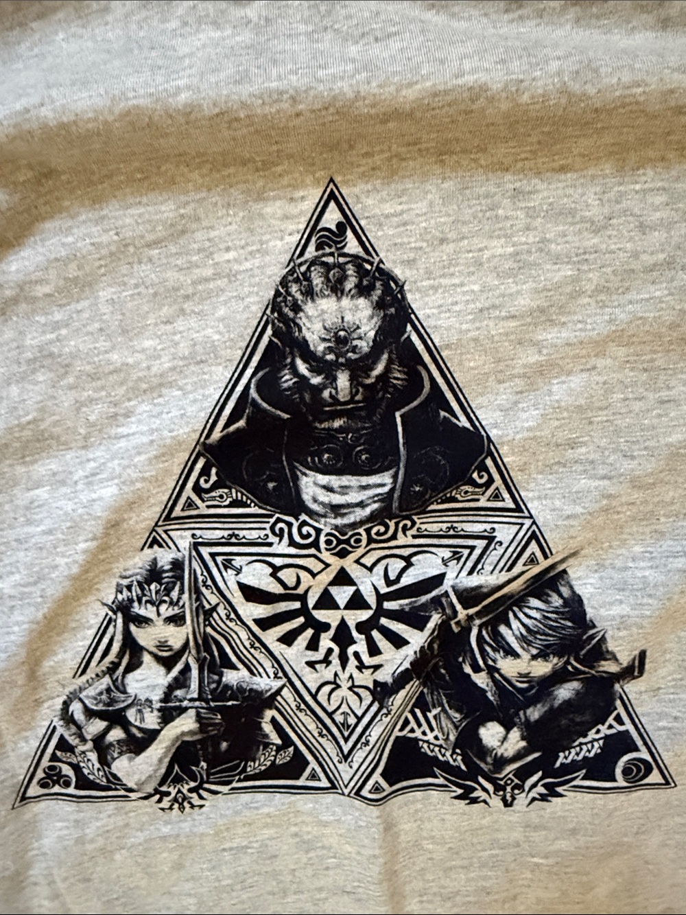 Nintendo Gray Graphic Tee with Black Zelda Triforce Design - Picture 3 of 5